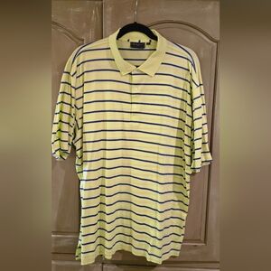 Mens Bobby Jones Players XL Yellow and Blue Polo Shirt Classic Stripes